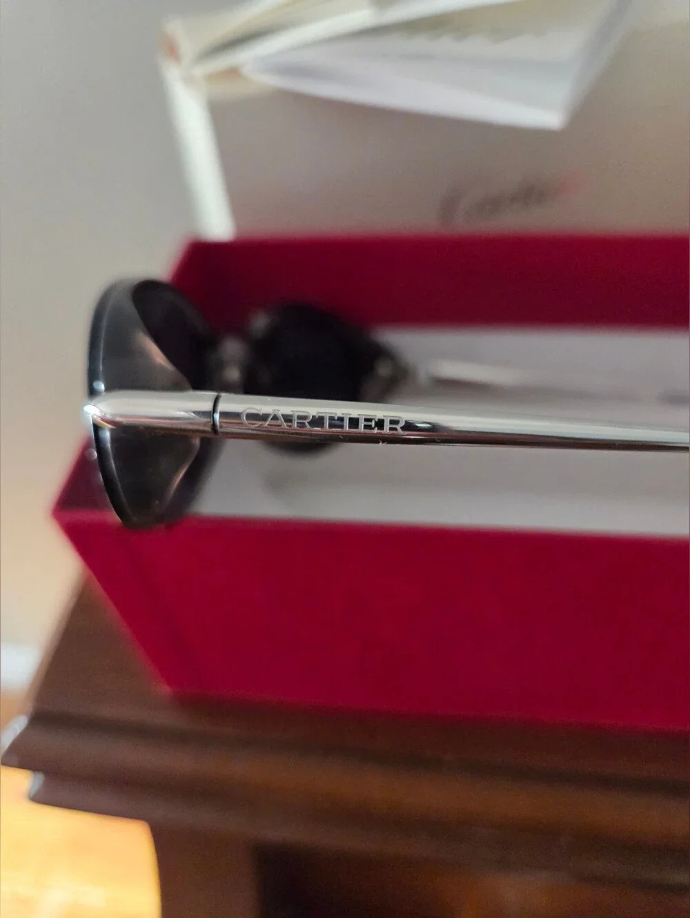Cartier  2005 Black Charcoal Women's Sunglasses with Red Cartier Box